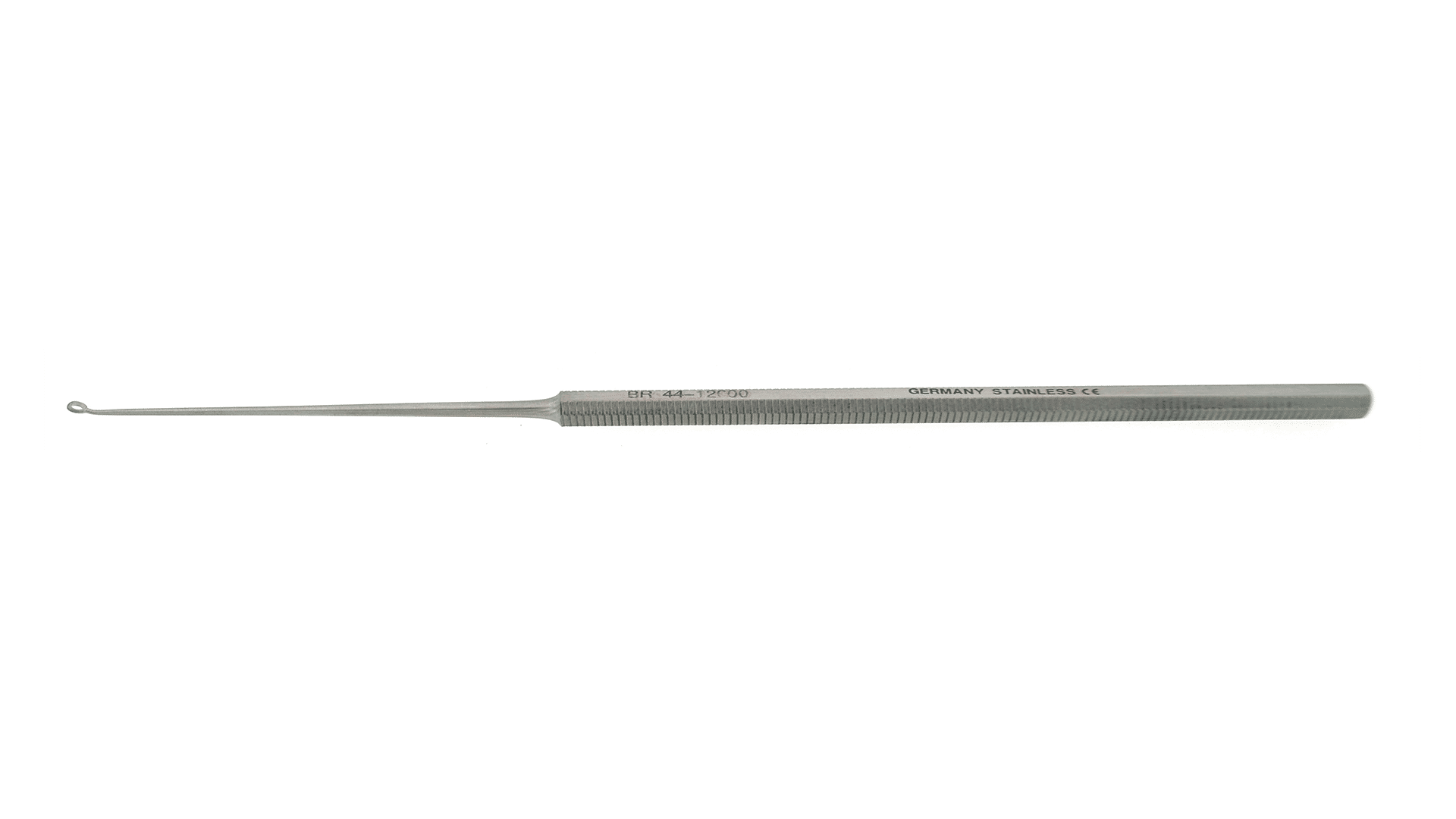 BUCK EAR CURETTE, CURVED/ANGLED, BLUNT SIZE 000, 00, 0, 1, 2, 3, 4 SHARP SIZE 00, 0, 1, 2, 3, 4, 5 GERMAN STAINLESS STEEL O.R. GRADE STAINLESS STEEL